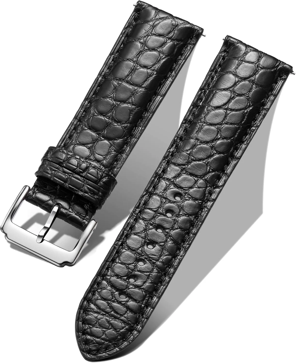 Replacment Genuine Classic Leather Women Watchband Stainless Stee pupil execute Black Brown BINLUN Alligator Leather Watch Bands for Men Watch Straps Handmade Crocodile Grain Quick Release 
