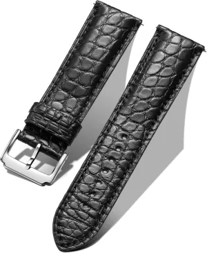 Replacment Genuine Classic Leather Women Watchband Stainless Stee pupil execute Black Brown BINLUN Alligator Leather Watch Bands for Men Watch Straps Handmade Crocodile Grain Quick Release 