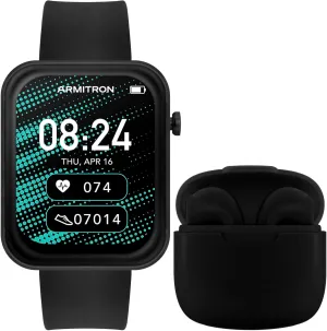 Resistant and More Armitron Connect Boom Smartwatch balance puritan and Earbuds, Health and Fitness Tracker, Sport Modes, Water 