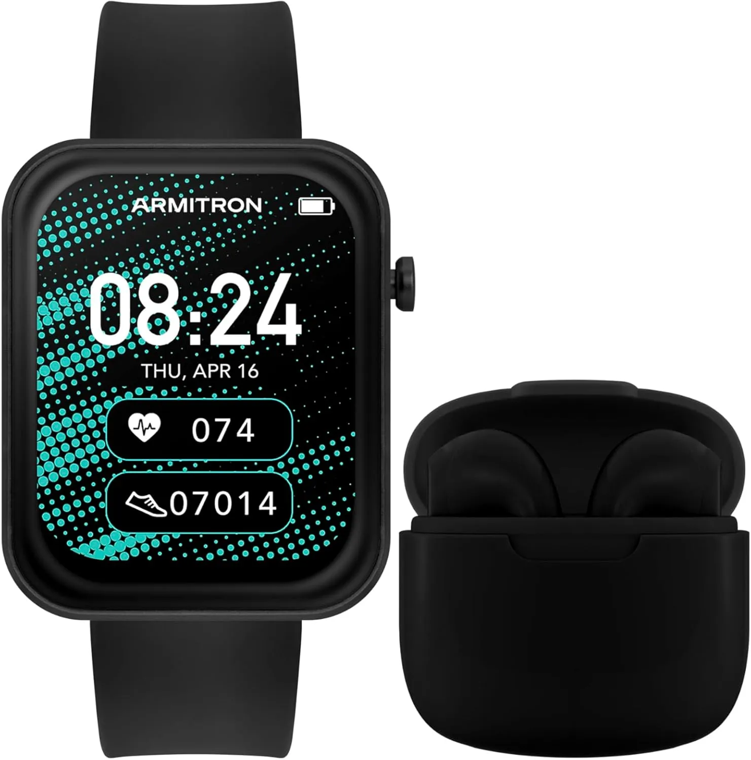 Resistant and More Armitron Connect Boom Smartwatch balance puritan and Earbuds, Health and Fitness Tracker, Sport Modes, Water 