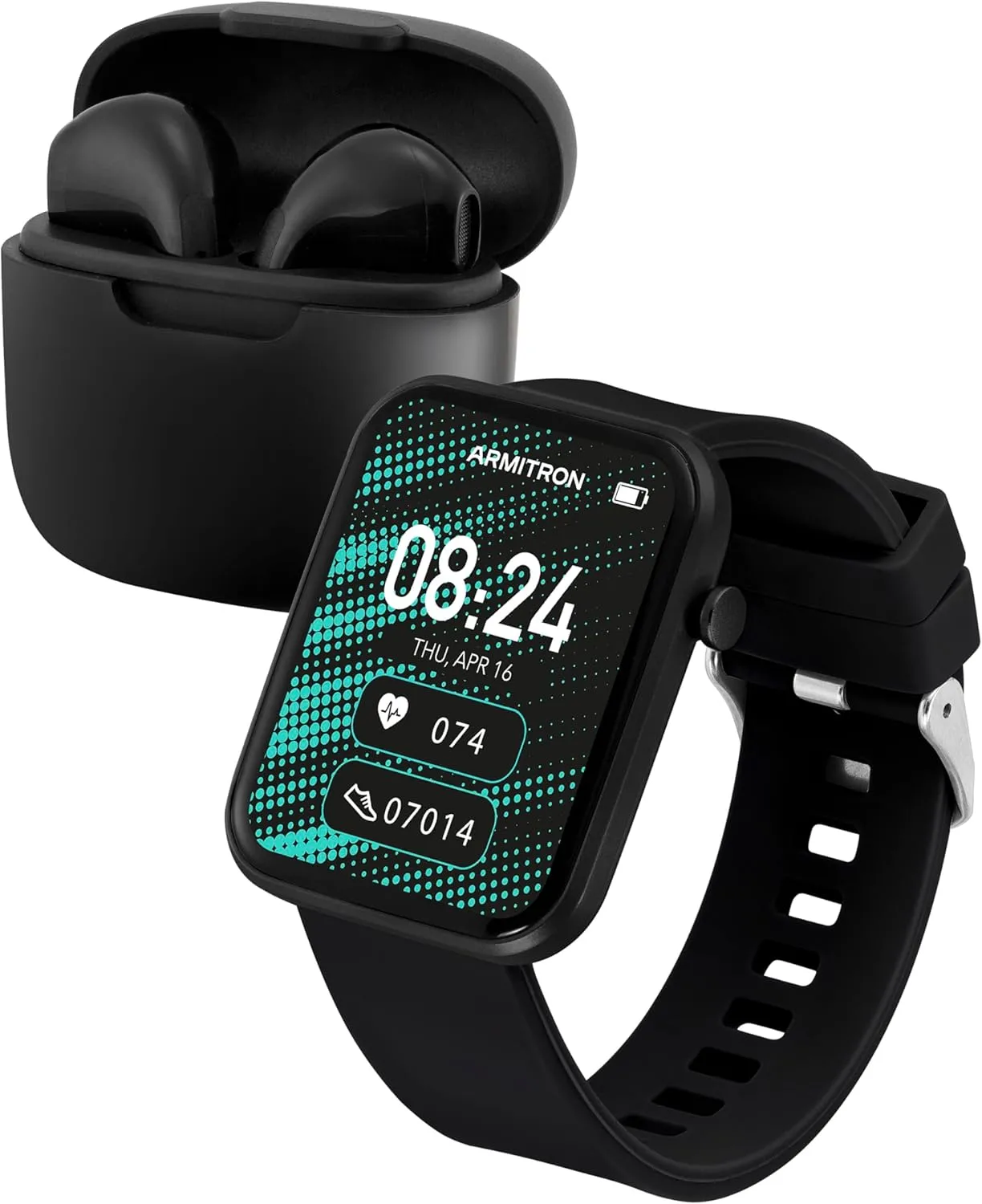 Resistant and More Armitron Connect Boom Smartwatch balance puritan and Earbuds, Health and Fitness Tracker, Sport Modes, Water 