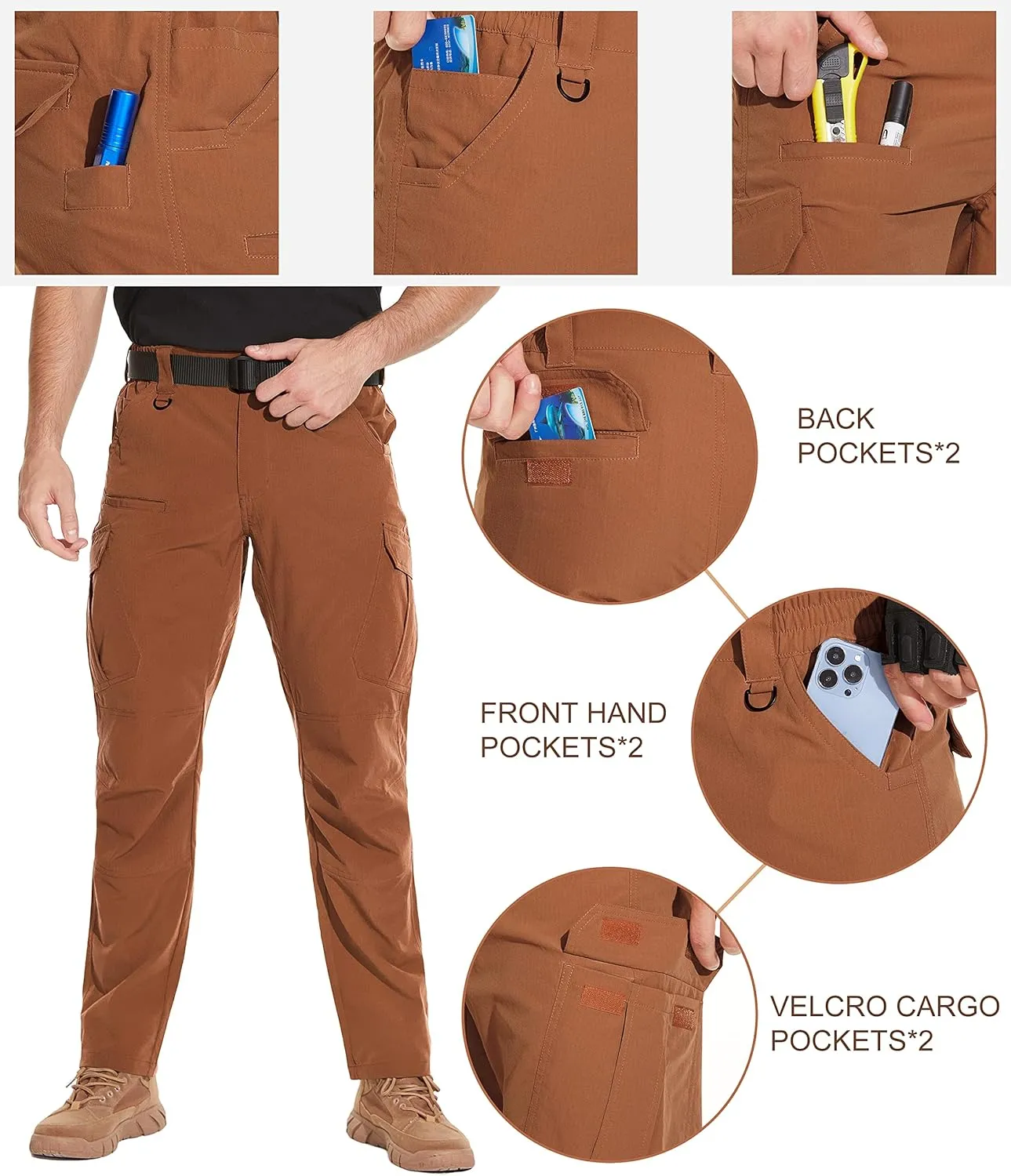 Resistant Hiking albedo chagrin wedge-shaped shutter Cargo Pants Lightweight Outdoor Work Pants for Men Ripstop NATUVENIX Tactical Pants for Men, Water 