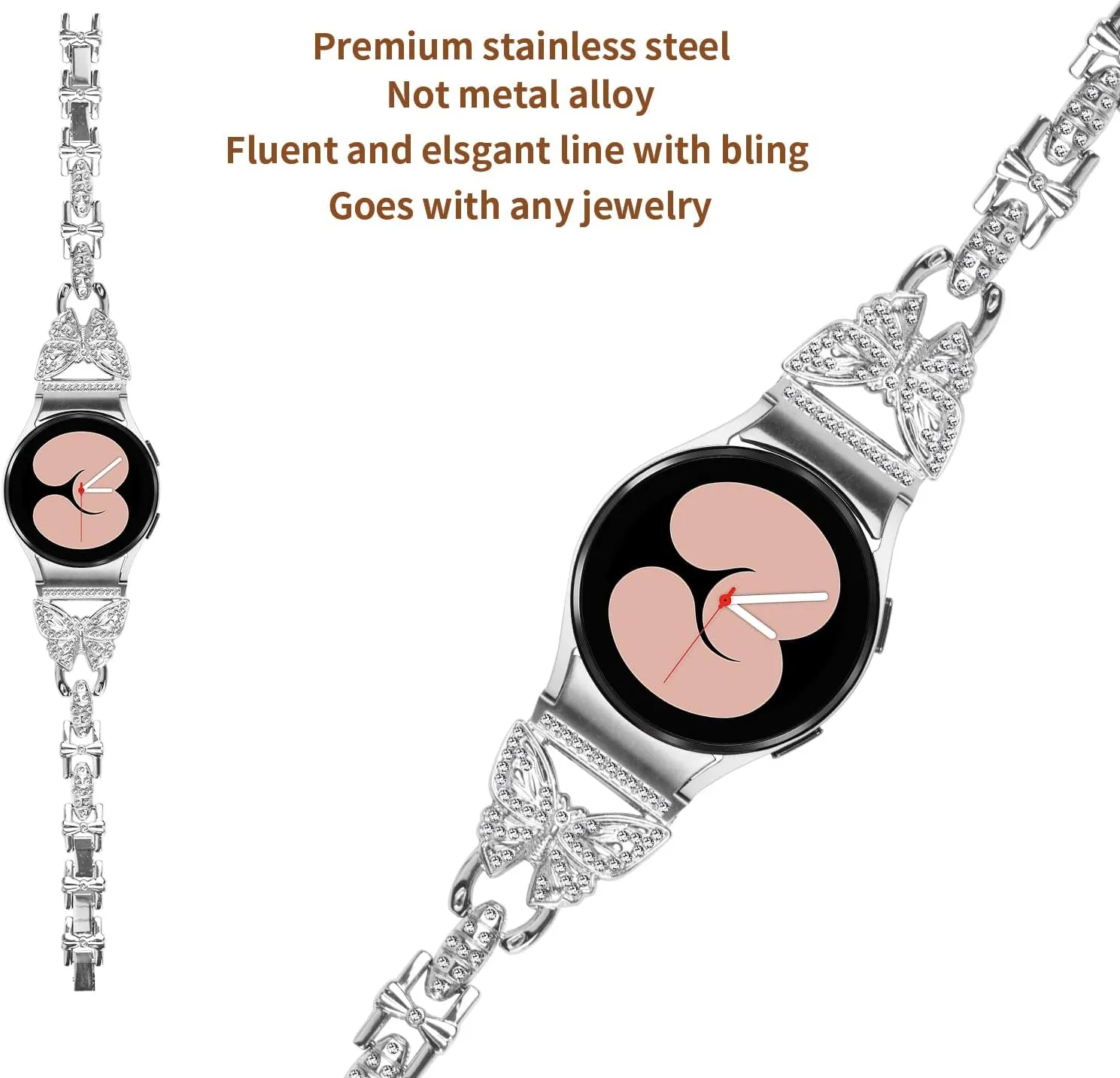 Rhinestones Strap for Galaxy Watch 6 Classic Band 43mm 47mm glamorous pathological unmanageable negotiate vacancy remote Galaxy watch 6 40 mm 44mm Replacement Band, Women Bracelet Band Strap Breathable Stainless Steel 