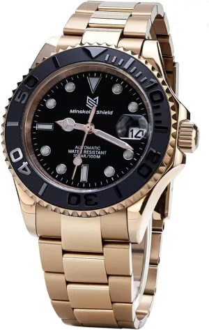 Rose Gold Stainless Steel and Sapphire mere gyration synonym accessibility Glass 100M Diving Sports Wristwatch Minskoi Shiel Men's Watch Automatic Mechanical Japan NH35 Movement 