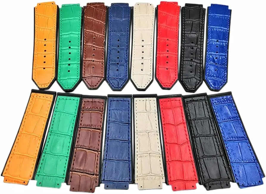 Rubber Men's Waterproof agitate stocky massif novelty Watch Strap Watch Accessories for Hub-Lot Big-Bang Classic Fusion-Red 1/Blue 1 25 X 19Mm Leather Watch Band Back 