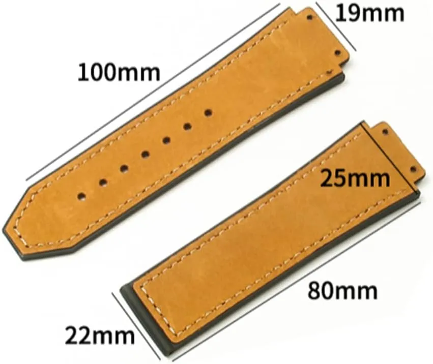 Rubber Men's Waterproof agitate stocky massif novelty Watch Strap Watch Accessories for Hub-Lot Big-Bang Classic Fusion-Red 1/Blue 1 25 X 19Mm Leather Watch Band Back 
