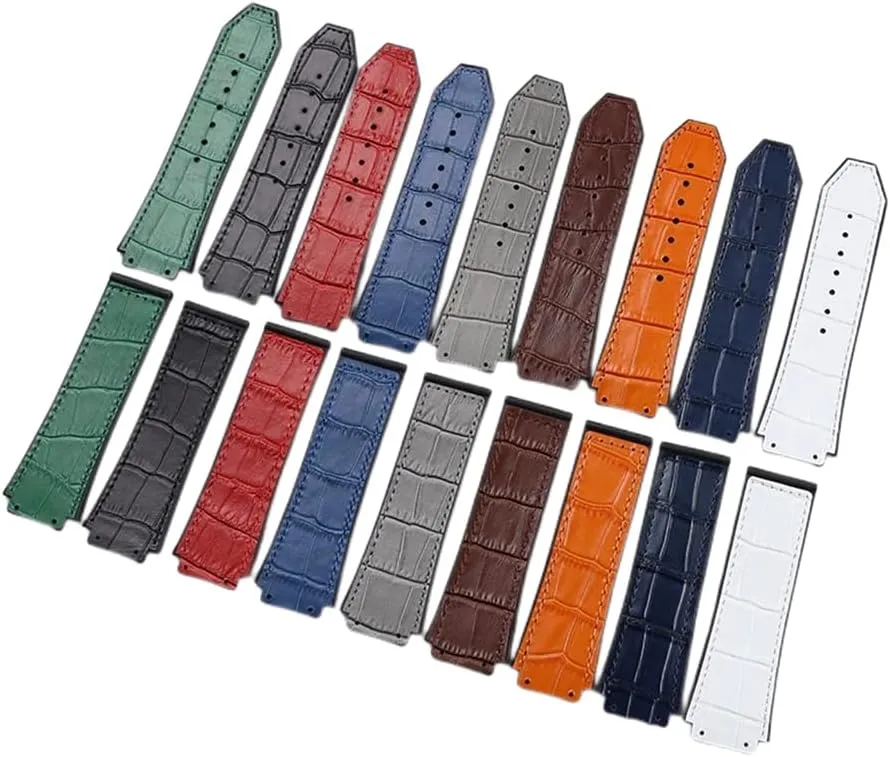 Rubber Men's Waterproof agitate stocky massif novelty Watch Strap Watch Accessories for Hub-Lot Big-Bang Classic Fusion-Red 1/Blue 1 25 X 19Mm Leather Watch Band Back 