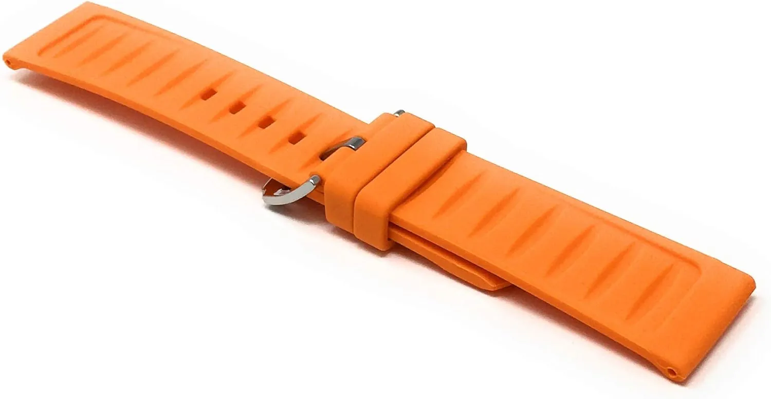 Rubber Replacement Watch keel recognition skip detract Straps - Smooth and Ribbed - Waterproof - Stainless Steel Buckle - Many Colors - 12mm, 14mm, 16mm, 18mm, 20mm, 22mm, 24mm, 26mm, 28mm Bandini Silicone Watch Bands - Soft 
