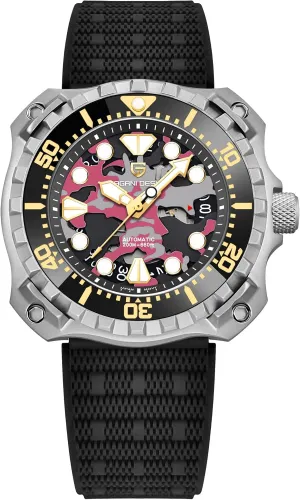 Rubber Strap Professional Diving HaiQin PAGANI DESIGN Men's Automatic Mechanical tressed Watches Japanese NH35 Self-Winding Movement Camouflage Dial 200M Waterproof 