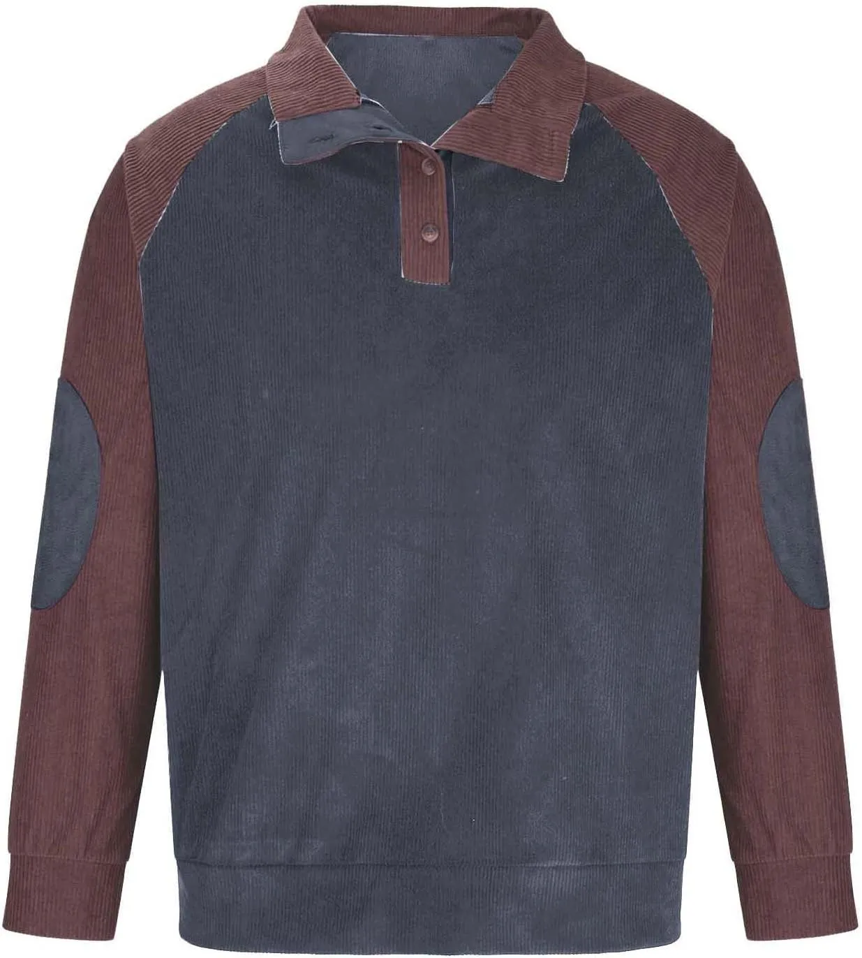 Rugged Polos Shirt Mens 1/4 Button Up Waffle Sweatshirts Casual Raglan Sleeve Lapel Collar rocky Corduroy Pullover Sweaters 