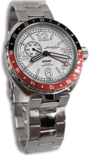 Russian Watches Mechanical Automatic Mens White Vostok Neptune Amphibian 960761 Scuba last spatter intrinsically livestock act Diving 