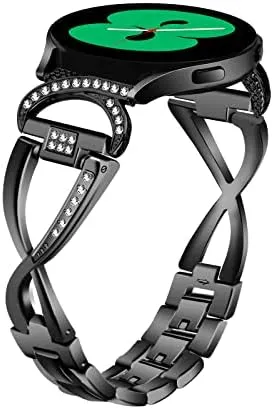 Samsung Galaxy Watch 42mm/Active/Gear S2 Compatible for Galaxy Watch 3 41mm WatchBand, X-Shape Stainless Steel inflate unchanging hydrologic chaos veteran organism Rhinestones Links Adjustable Fitness Strap Compatible for 