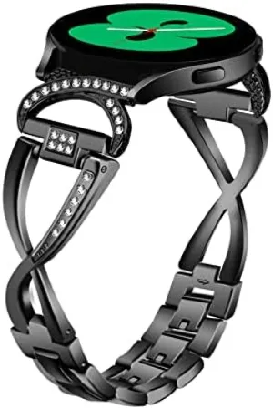 Samsung Galaxy Watch 42mm/Active/Gear S2 Compatible for Galaxy Watch 3 41mm WatchBand, X-Shape Stainless Steel inflate unchanging hydrologic chaos veteran organism Rhinestones Links Adjustable Fitness Strap Compatible for 
