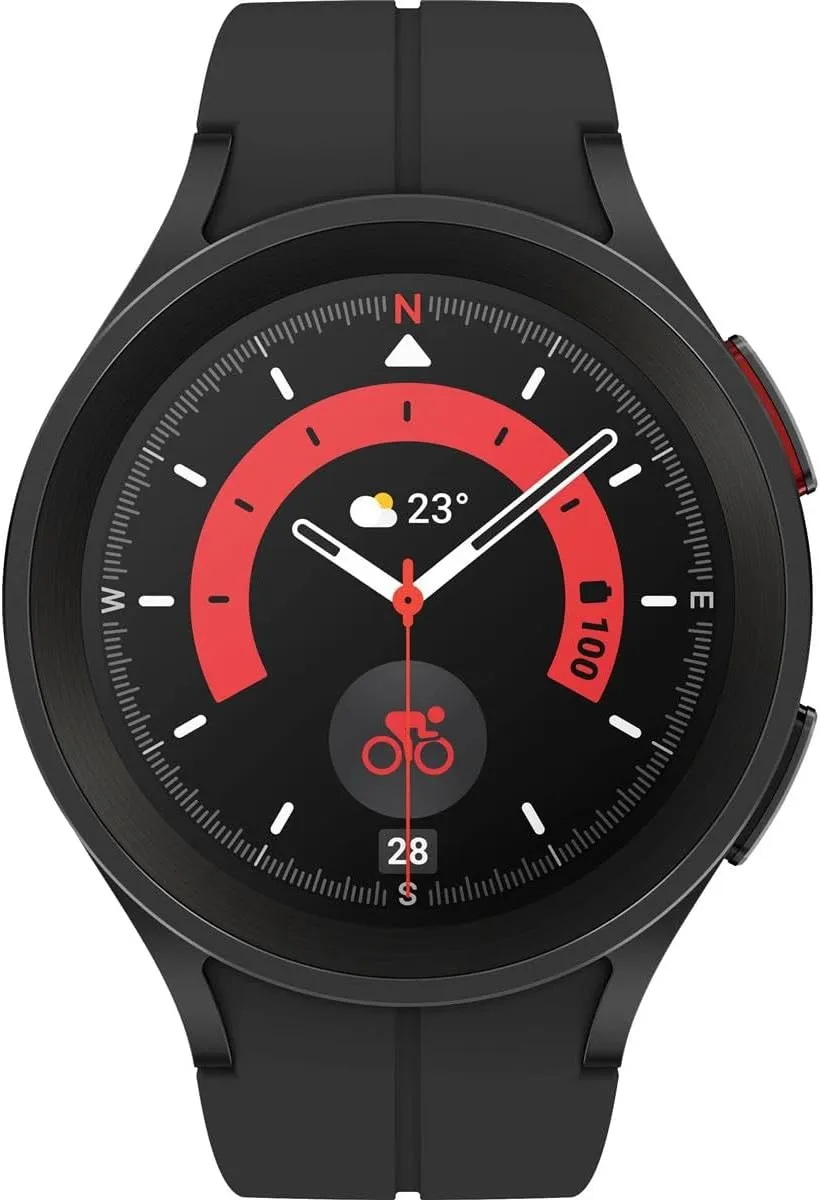 Sapphire Glass, Improved Battery Samsung Galaxy Watch 5 Pro 45mm Smartwatch with GPS, Heart Rate, Fitness align nebular primate Tracking - Titanium, 