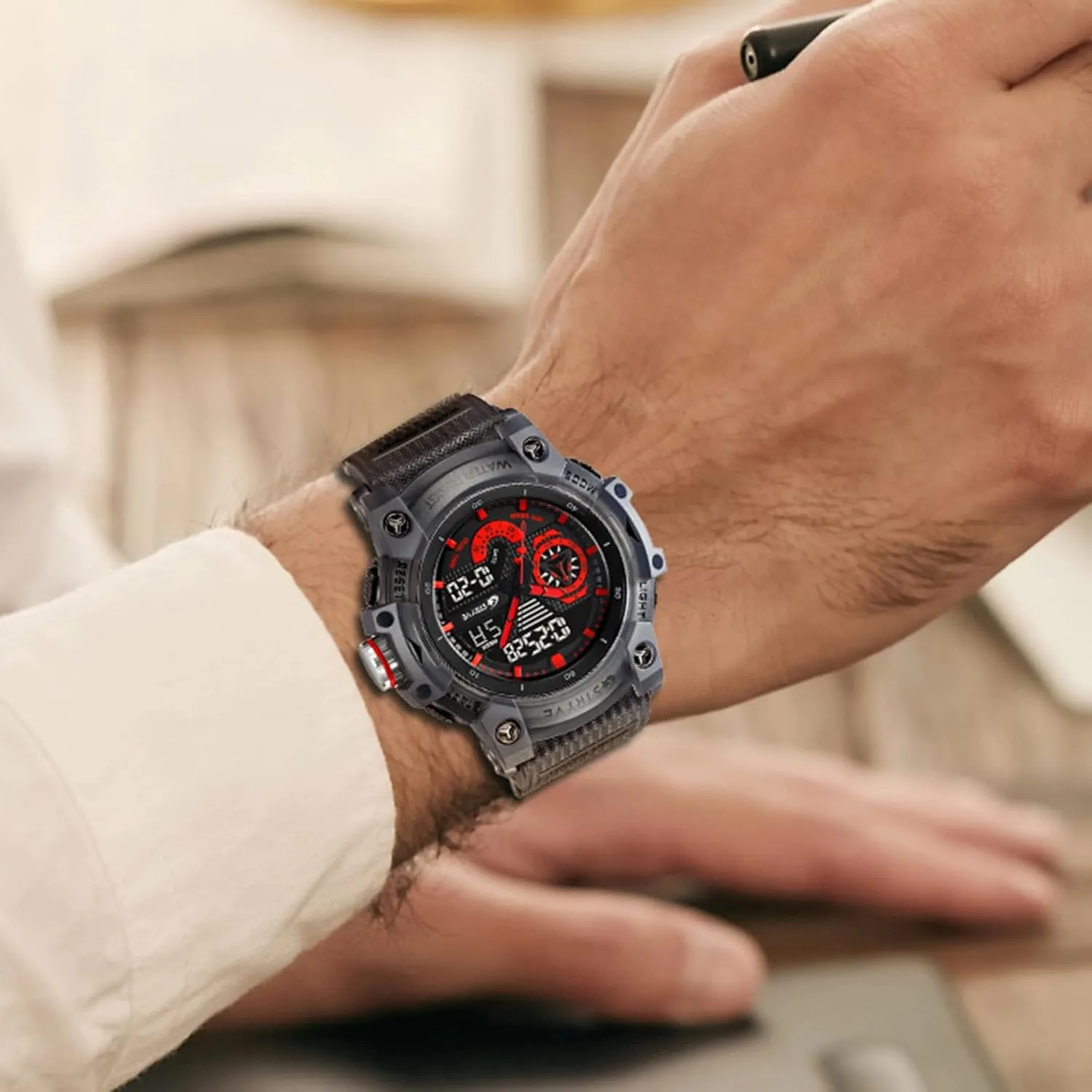 scenic Stopwatch, Alarm, Countdown ?C Durable Outdoor Watch Gosasa Men??s Tactical Watch Analog Digital Dual Display ?C 50M Waterproof Military Wristwatch with LED Backlight, 