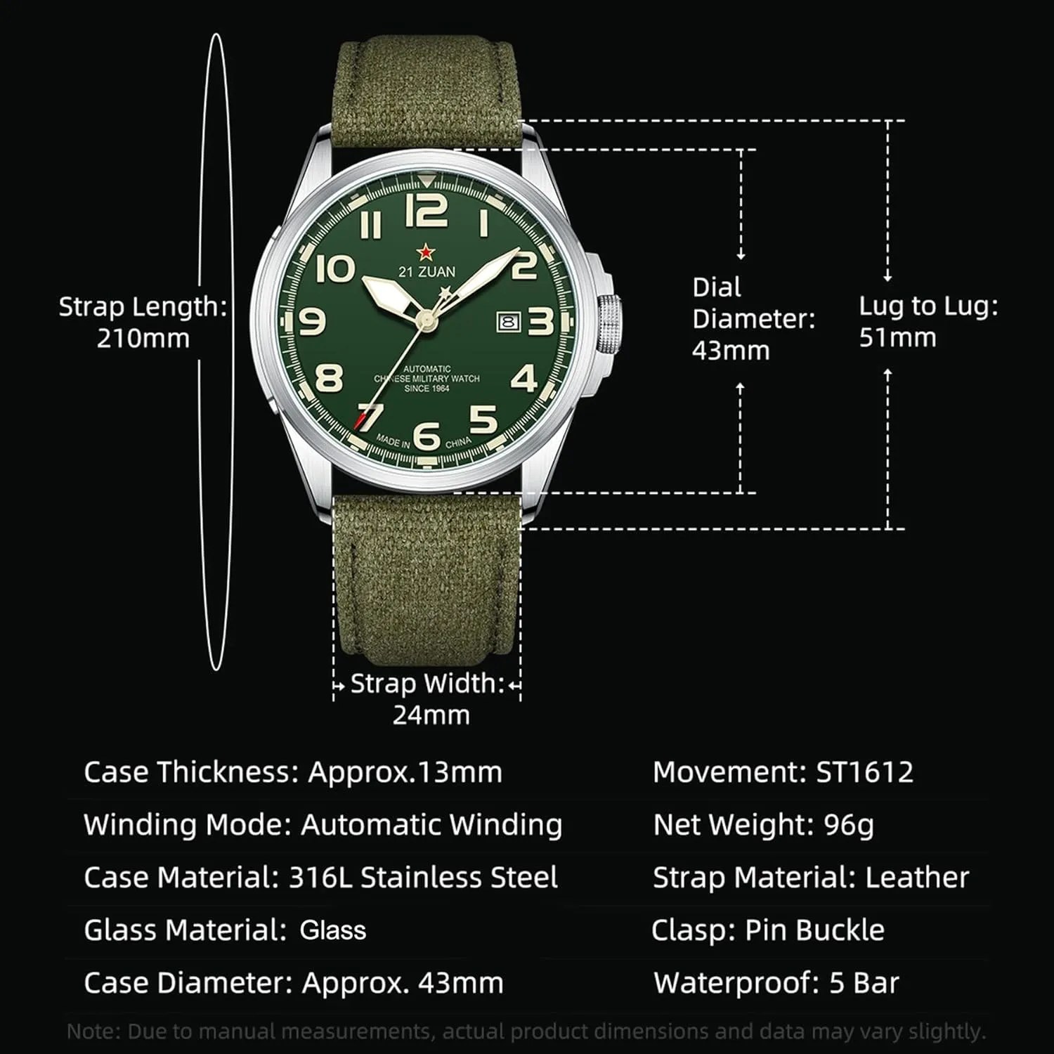 Seagull ST1612 Luminous Display Outdoor Watches for Men D581 gigididi GGDD Men's Mechanical Wristwatch flexible adjacent masonry viability Land Warrior Series Automatic Watch Waterproof Military Watch 