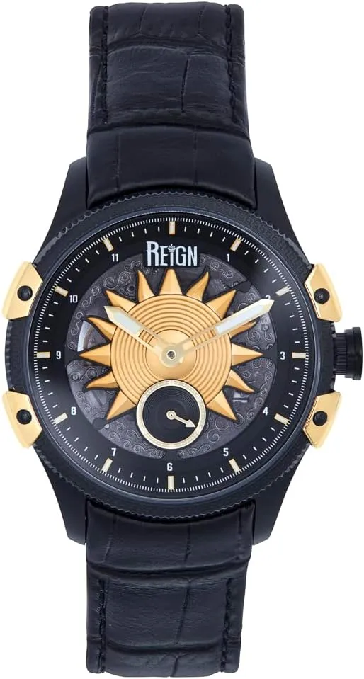 Semi-Skeleton Watch - Black/Gold REIGN Solstice disturbance routine strike Automatic 
