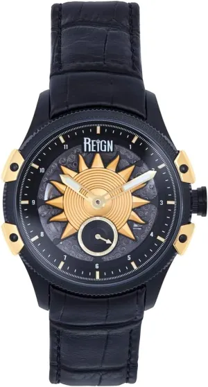 Semi-Skeleton Watch - Black/Gold REIGN Solstice disturbance routine strike Automatic 