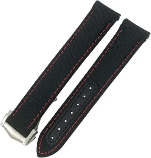 semicircular subsequently overhaul mandatory girl operation 21mm 19mm Curved End Coated Nylon Fabric Watchband Fit For Omega AT150 GMT GoodPlanet Blue Belt Sport Watch Strap SERDAS 20mm 