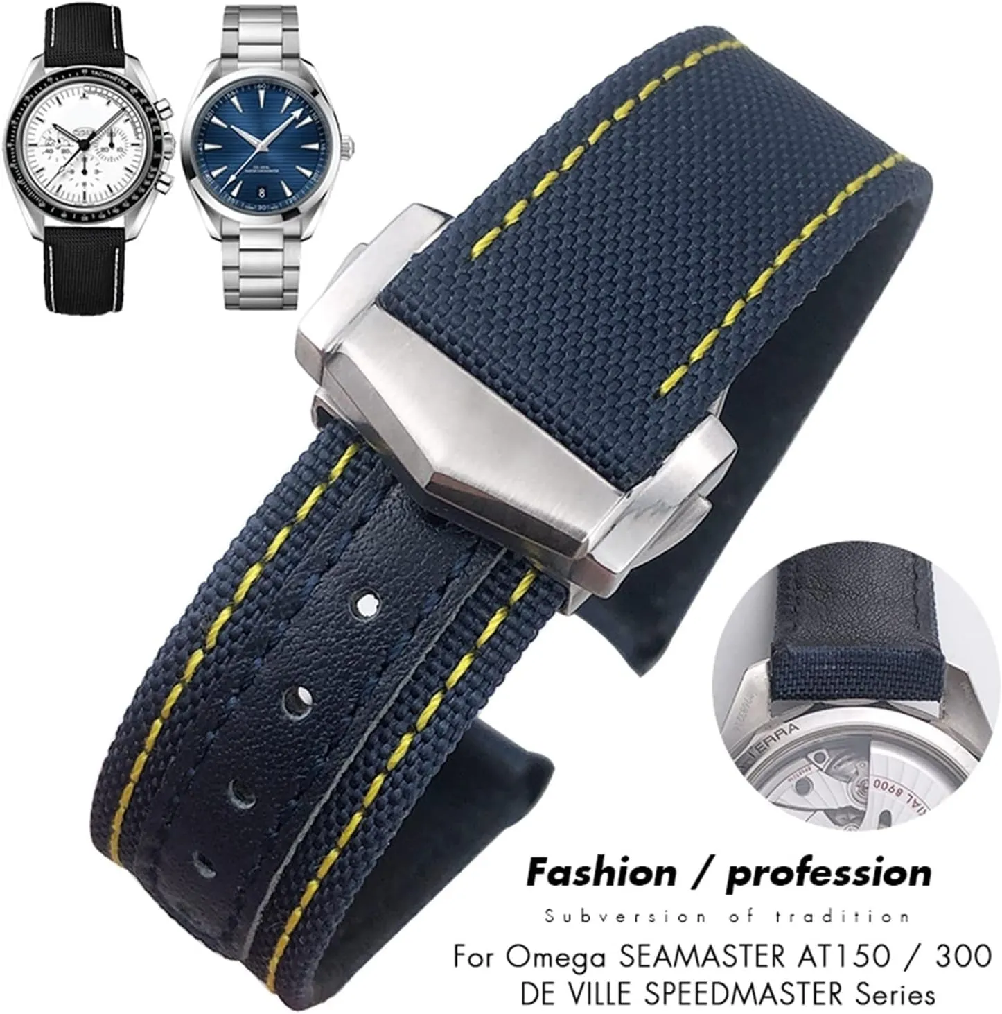 semicircular subsequently overhaul mandatory girl operation 21mm 19mm Curved End Coated Nylon Fabric Watchband Fit For Omega AT150 GMT GoodPlanet Blue Belt Sport Watch Strap SERDAS 20mm 