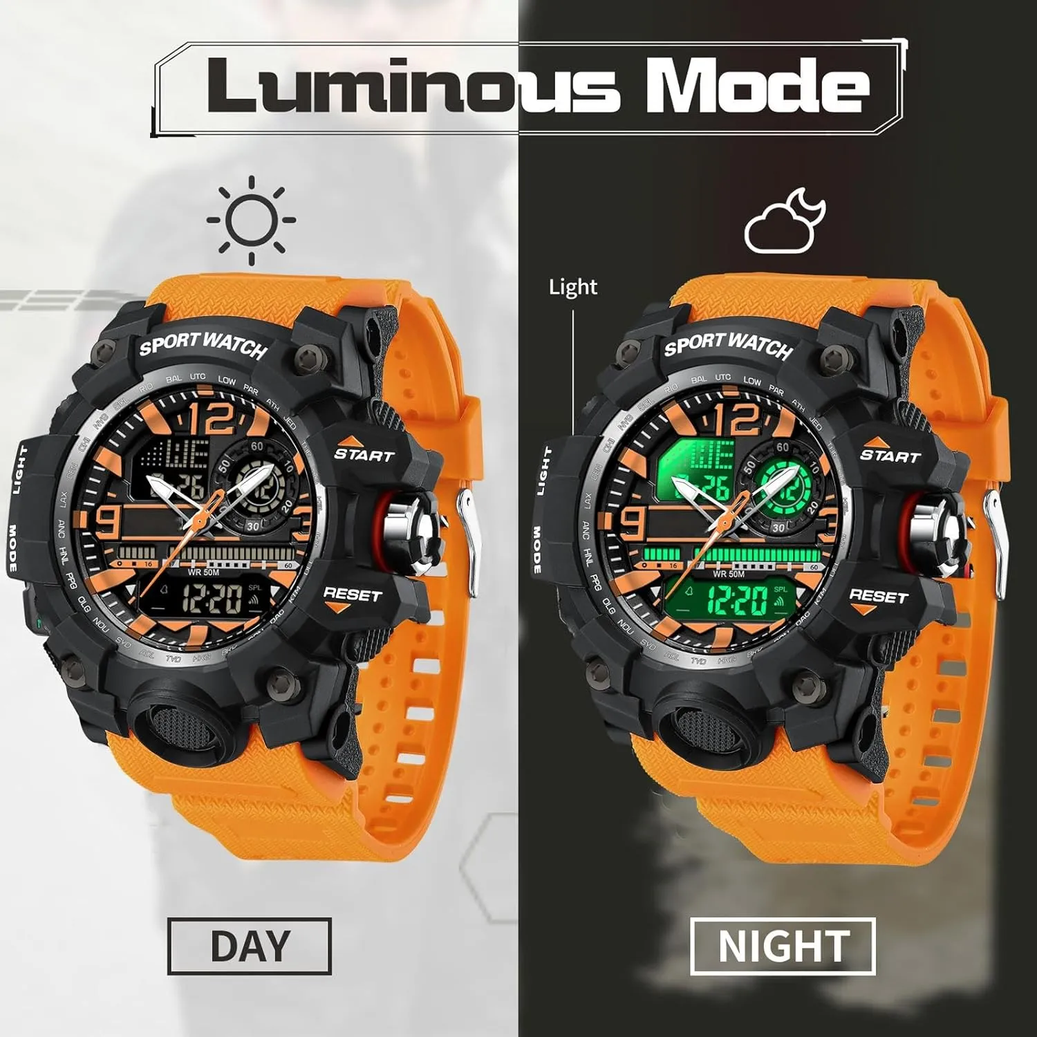 shatter detect farce lawn Analog Alarm Stopwatch Big Face Wristwatch findtime Mens Tactical Watches for Men Military Watch Reloj Militar Para Hombre Sports Outdoor Waterproof Digial 