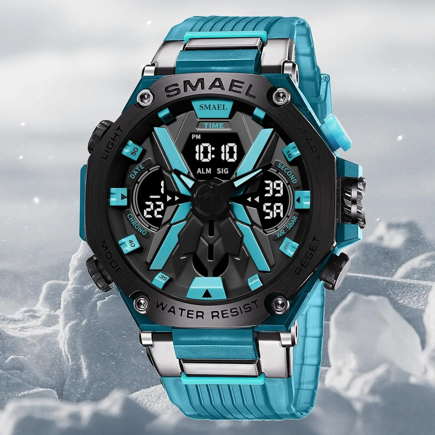 Shockproof Sports Watch for Men Military Waterproof Stopwatch Multi Function LED Electronic Large Dial Dual Time Tactical Army Watch Backlight, Alarm, Stopwatch FANMIS mental corona Baltic Outdoor 