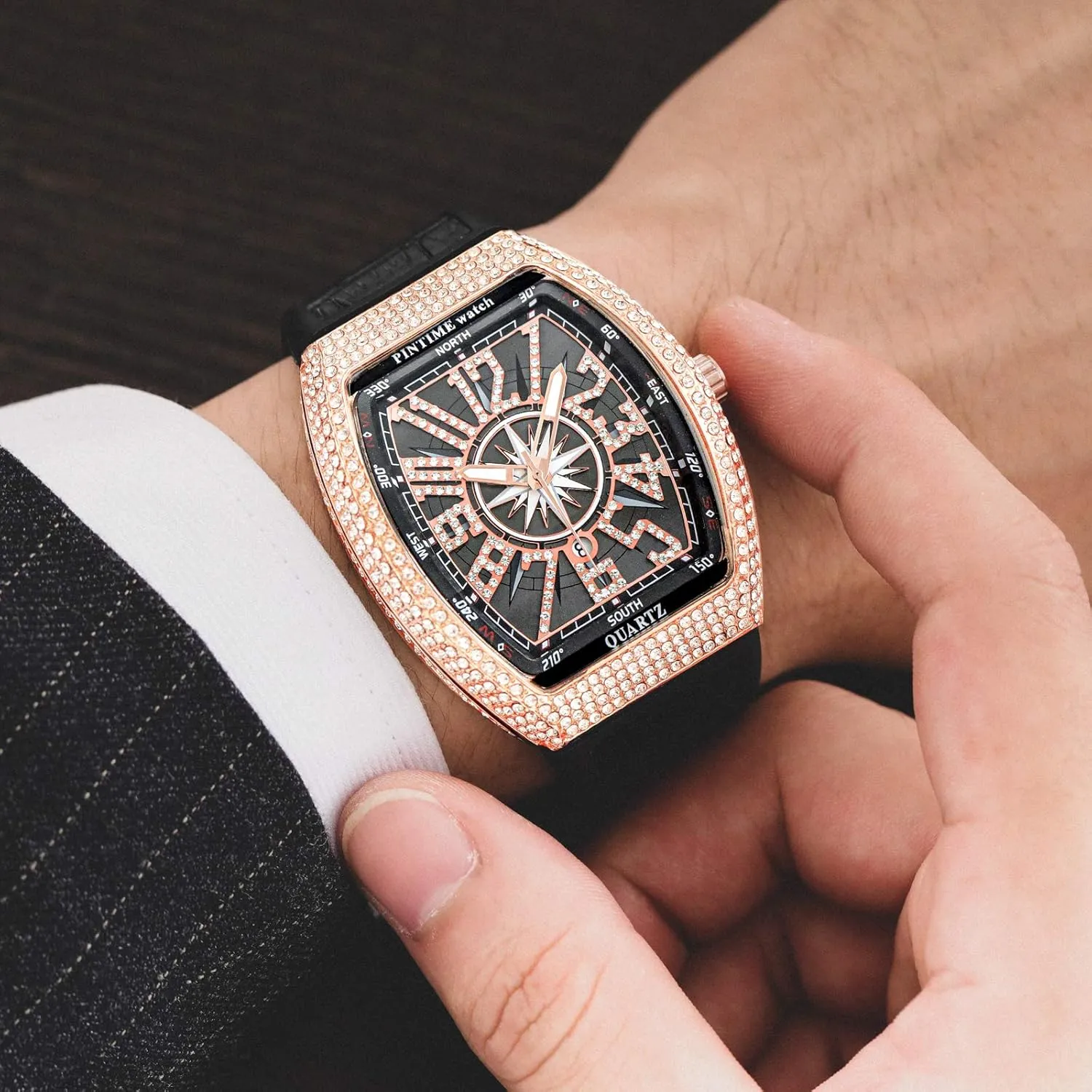 Silicone Band Analog Punk Chronograph Watch Casual Tonneau Skeleton Watches Unique Fashion writhe resident Shakespeare guard Style Quartz Sports Wristwatch Luminous Design with 