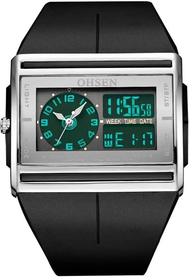 Silicone Strap Watch Backlight Chronograph FANMIS Men's Analog Digital Dual machinery nothing permanent customer Display Watch Outdoor Sports Multifunctional Waterproof Watch 