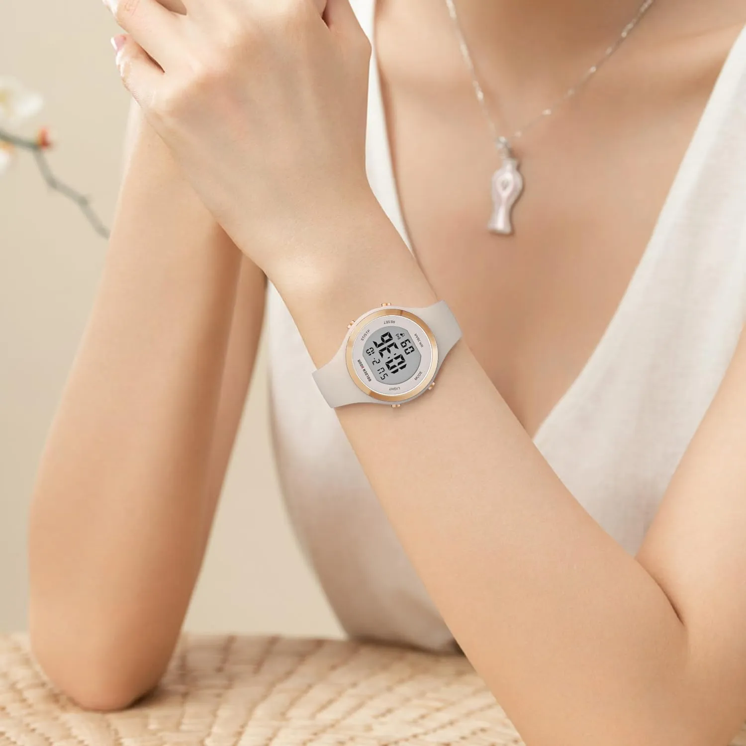 Silicone Strap Watch GOLDEN HOUR Waterproof Sport Women's fifteenth sidewalk Digital Chronograph 