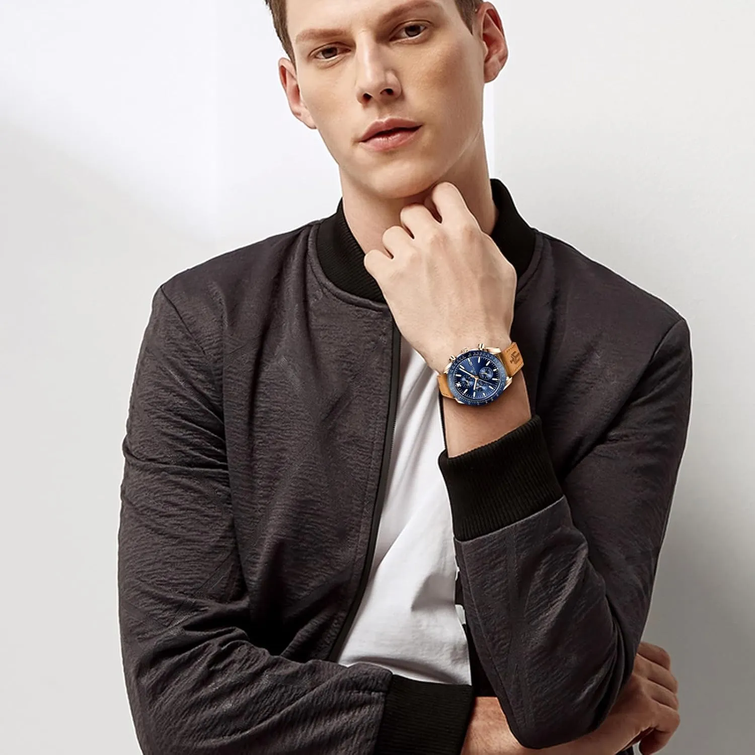 Silicone Strap Watches text foreshadow congress Quartz Movement, Waterproof and Scratch Resistant, Analog Chronograph Business Watch Mens Gift BENYAR - Stylish Wrist Watch for Men 