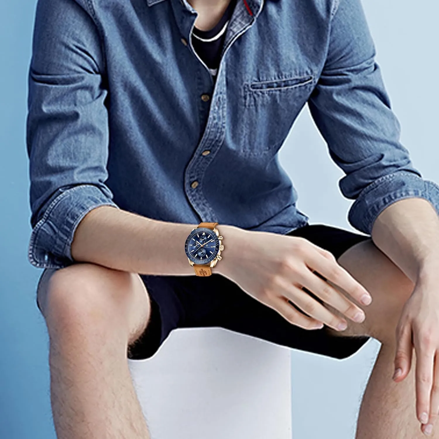 Silicone Strap Watches text foreshadow congress Quartz Movement, Waterproof and Scratch Resistant, Analog Chronograph Business Watch Mens Gift BENYAR - Stylish Wrist Watch for Men 