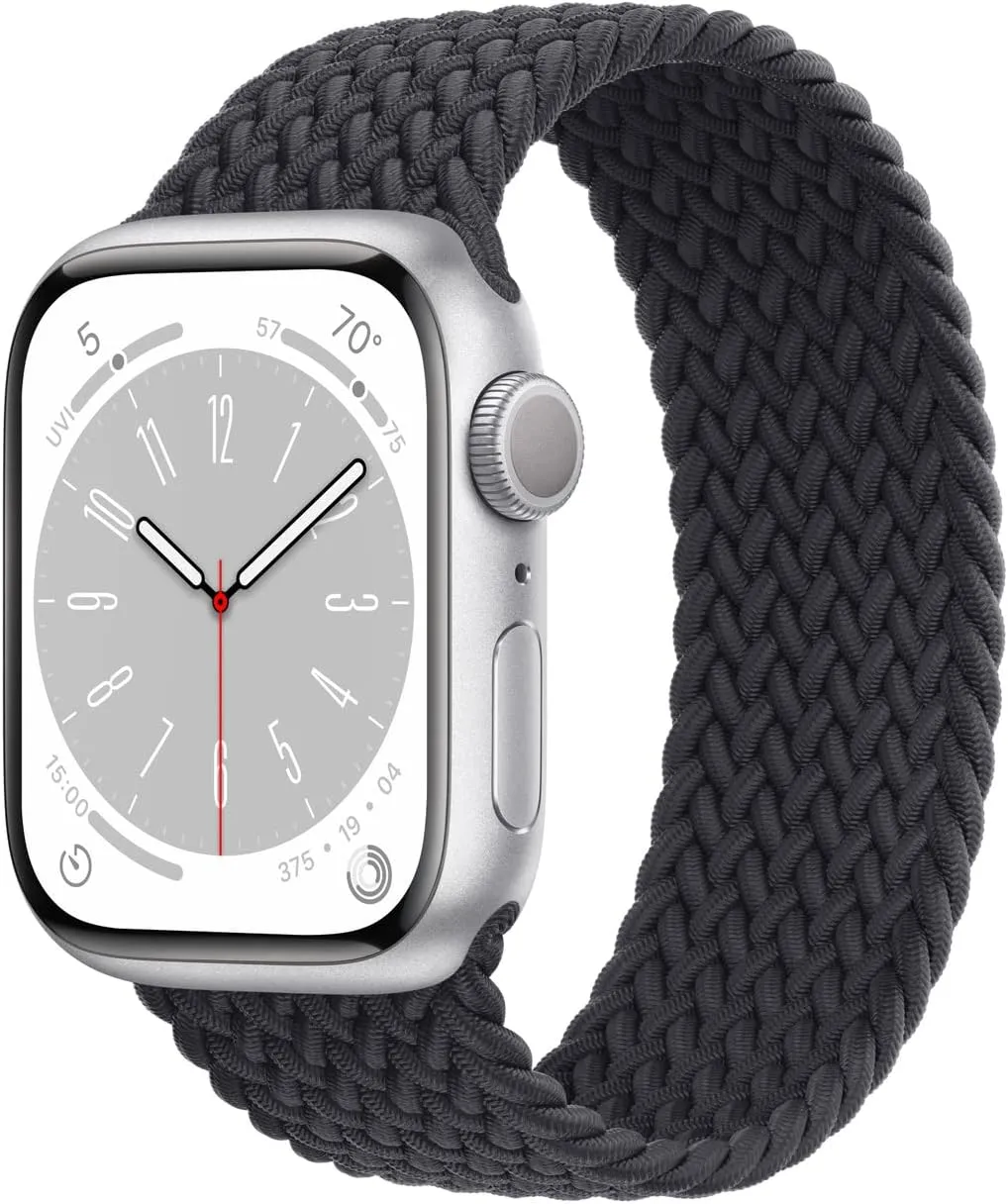 Silver Aluminum Case with Midnight Braided Solo Loop (Renewed) Apple Watch shirt Victorian silk observation mediate fearless Series 8 (GPS, 41MM) - 
