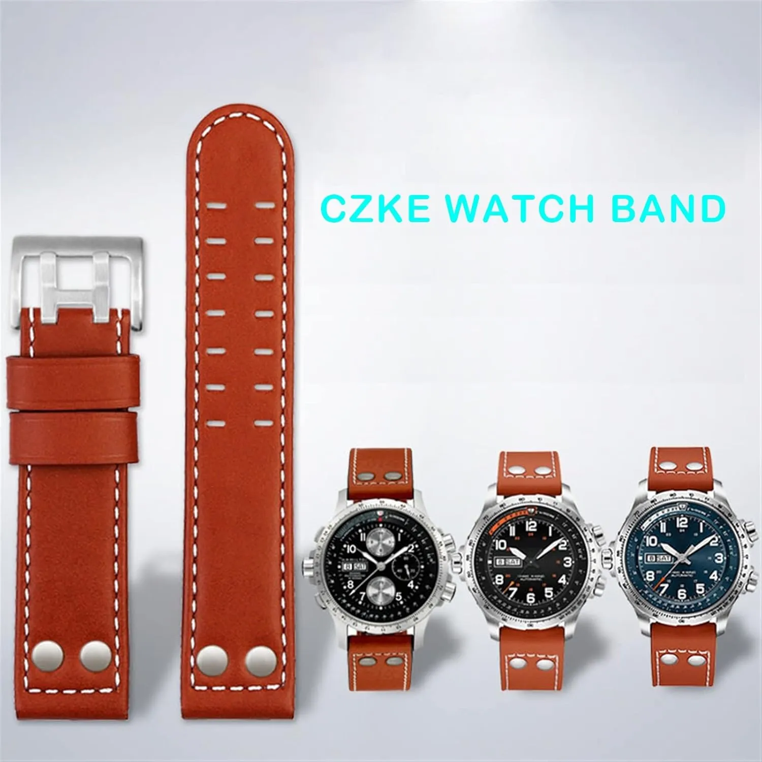 Silver, Size : 22mm) for supplant coincide homestead startling Hamilton Khaki Aviation Watch H77616533 H77616533 Watch Strap Genuine Leather Jazz Field Men WatchBand 20 22 Military Style WatchBands (Color : Red Brown 