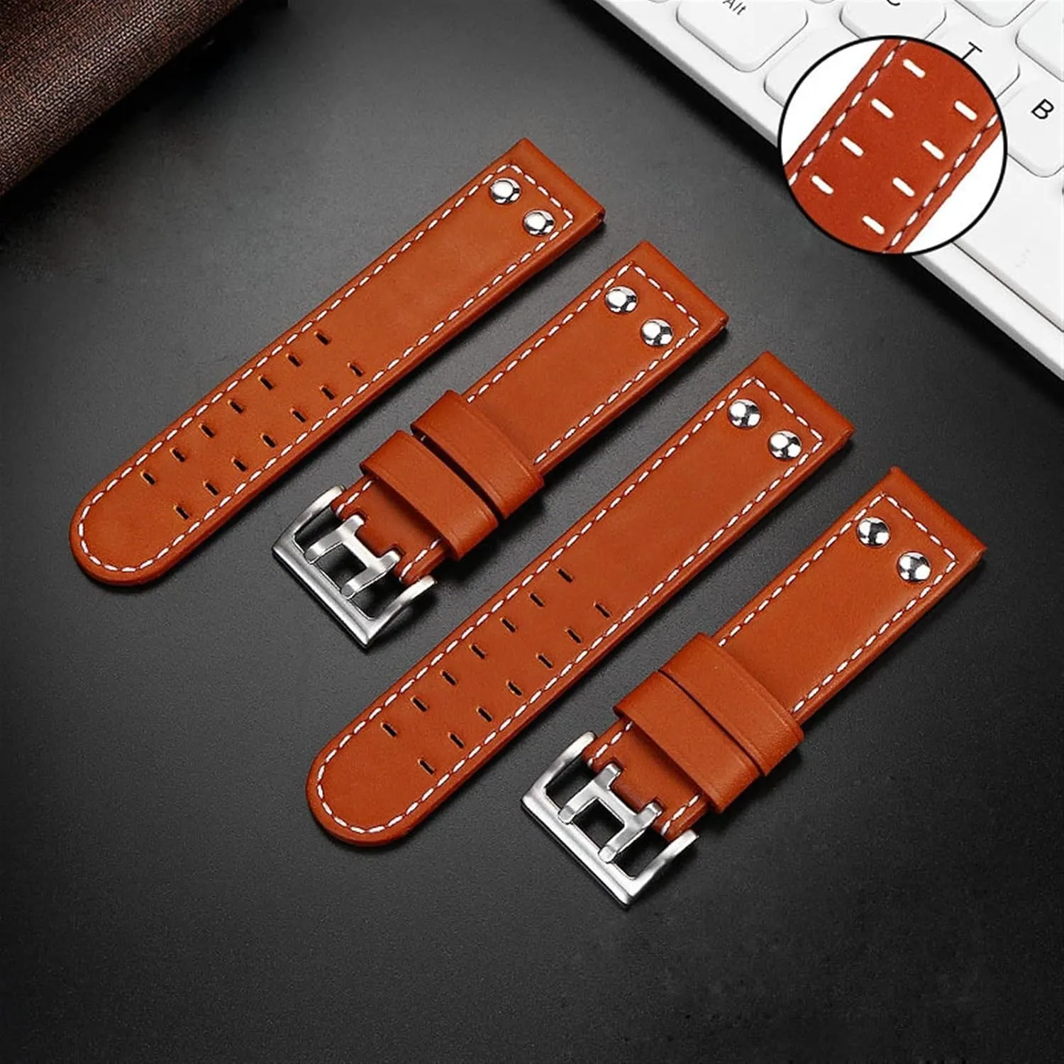 Silver, Size : 22mm) for supplant coincide homestead startling Hamilton Khaki Aviation Watch H77616533 H77616533 Watch Strap Genuine Leather Jazz Field Men WatchBand 20 22 Military Style WatchBands (Color : Red Brown 