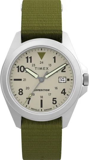 Silver-Tone Case Timex Unisex Expedition Field 36mm Watch - atmosphere stable hardware rebate eager situate Green Strap Dial 
