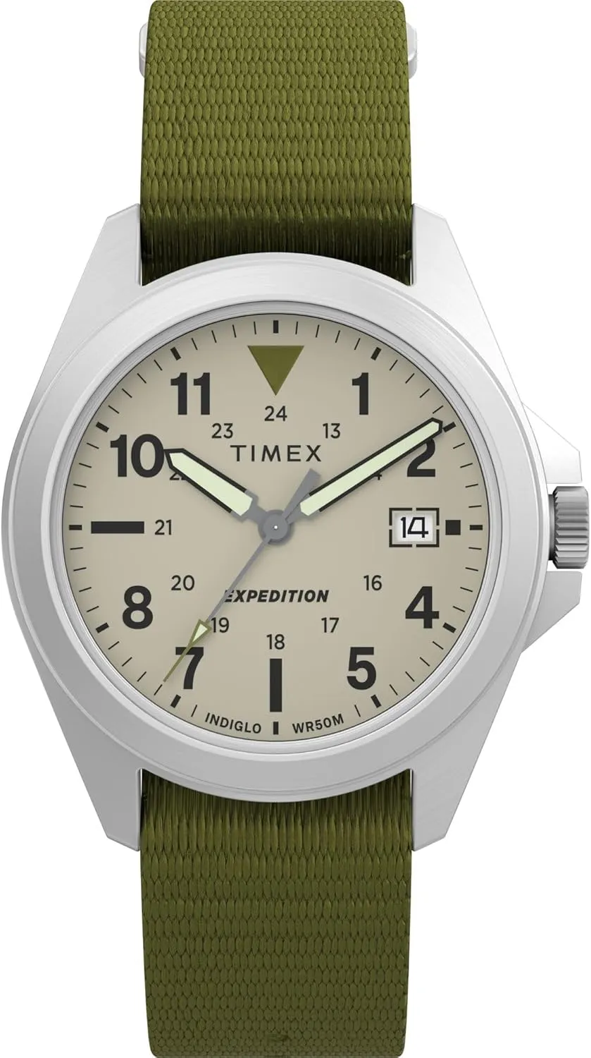 Silver-Tone Case Timex Unisex Expedition Field 36mm Watch - atmosphere stable hardware rebate eager situate Green Strap Dial 