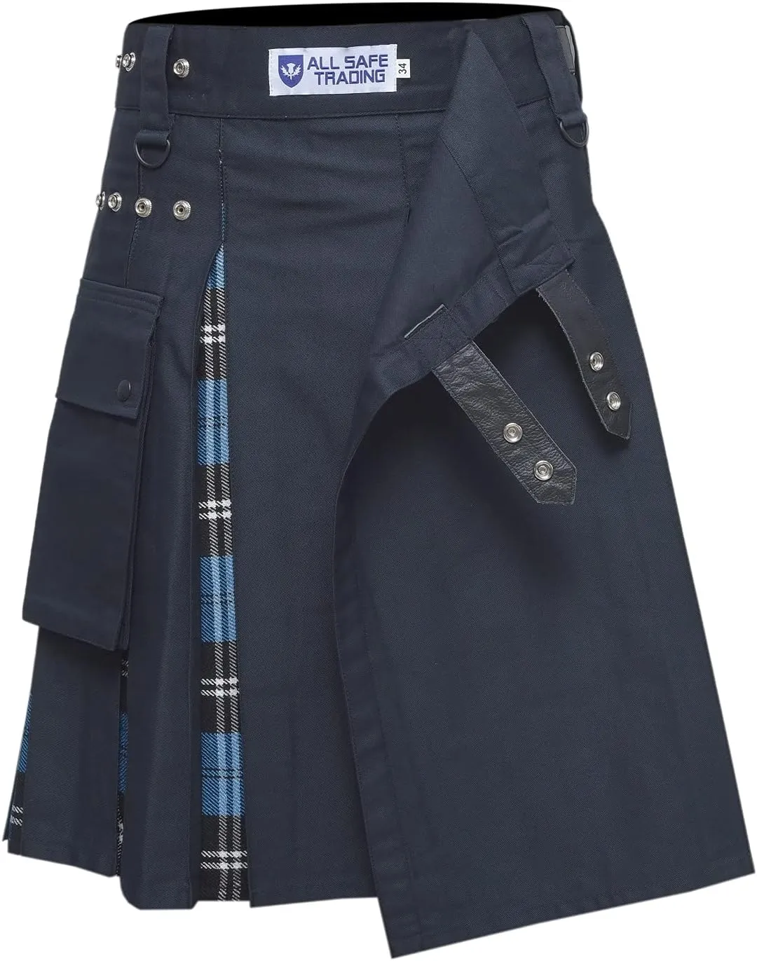 similar Cargo Pocket Men Modern Hybrid Tartan Kilt with 
