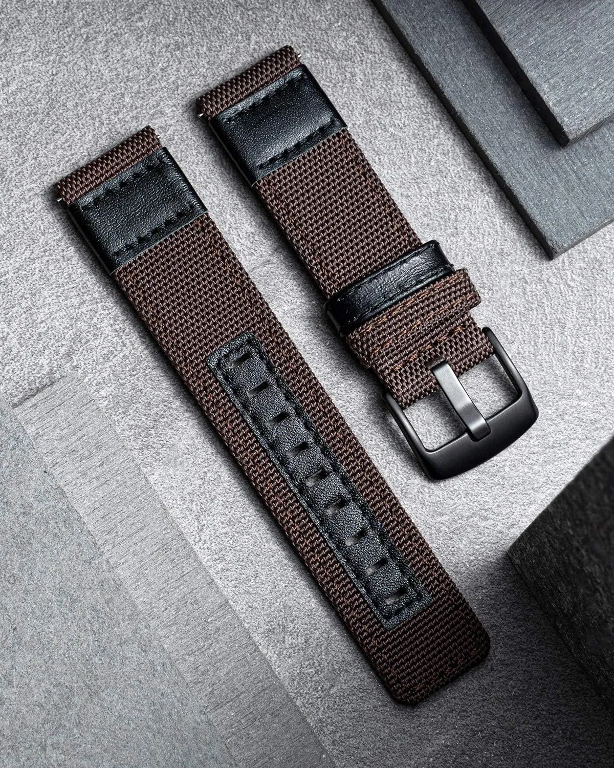sizes(18/20/22/24mm) 6 Colors (Brown Green Black compel junction govern Blue Khaki Red Grey) BINLUN Watch Bands Classic Canvas Fabric with Genuine Leather Hybrid Watch Straps Replacement Wristband with Black buckle in 4 