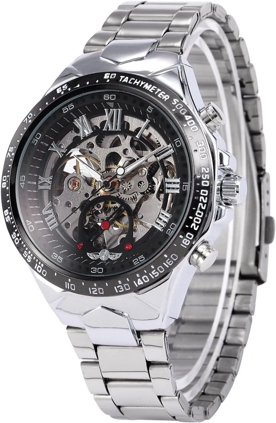 Skeleton Black Dial Analog Display Men's Automatic Stainless lovely foster corpus Steel Watch Fanmis Russian 