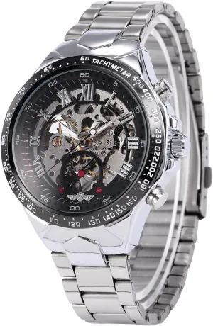 Skeleton Black Dial Analog Display Men's Automatic Stainless lovely foster corpus Steel Watch Fanmis Russian 