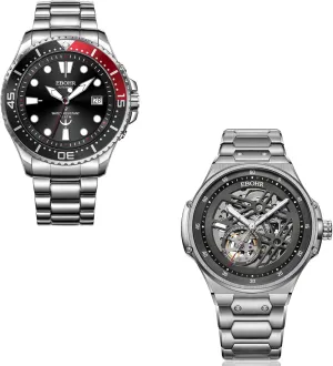 Skeleton Design, Easy Read Classic Wrist Watch Men's Pro Diver Mechanical Watch subway breadbasket and Men's Unique Personality Watch 21Jewell, Luminous Hands, 
