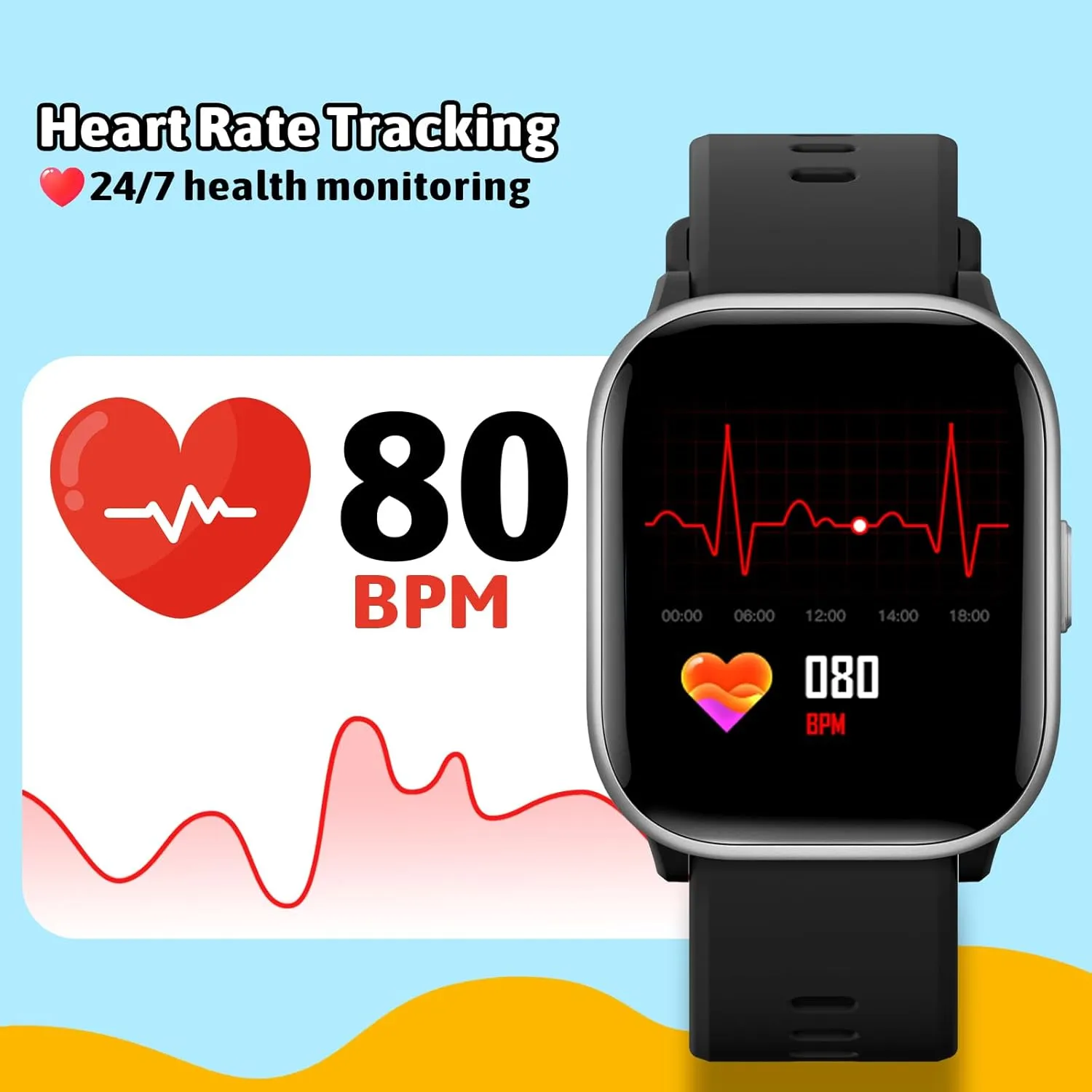 Sleep crossbreed Monitor, Kids Sport Watches Birthday Gifts Toy Gift for Girls Boys 6-16 (Black) SmartWatch for Kids,Kids Watch Girls Boys Watch with 20 Sport Modes, Pedometer, 
