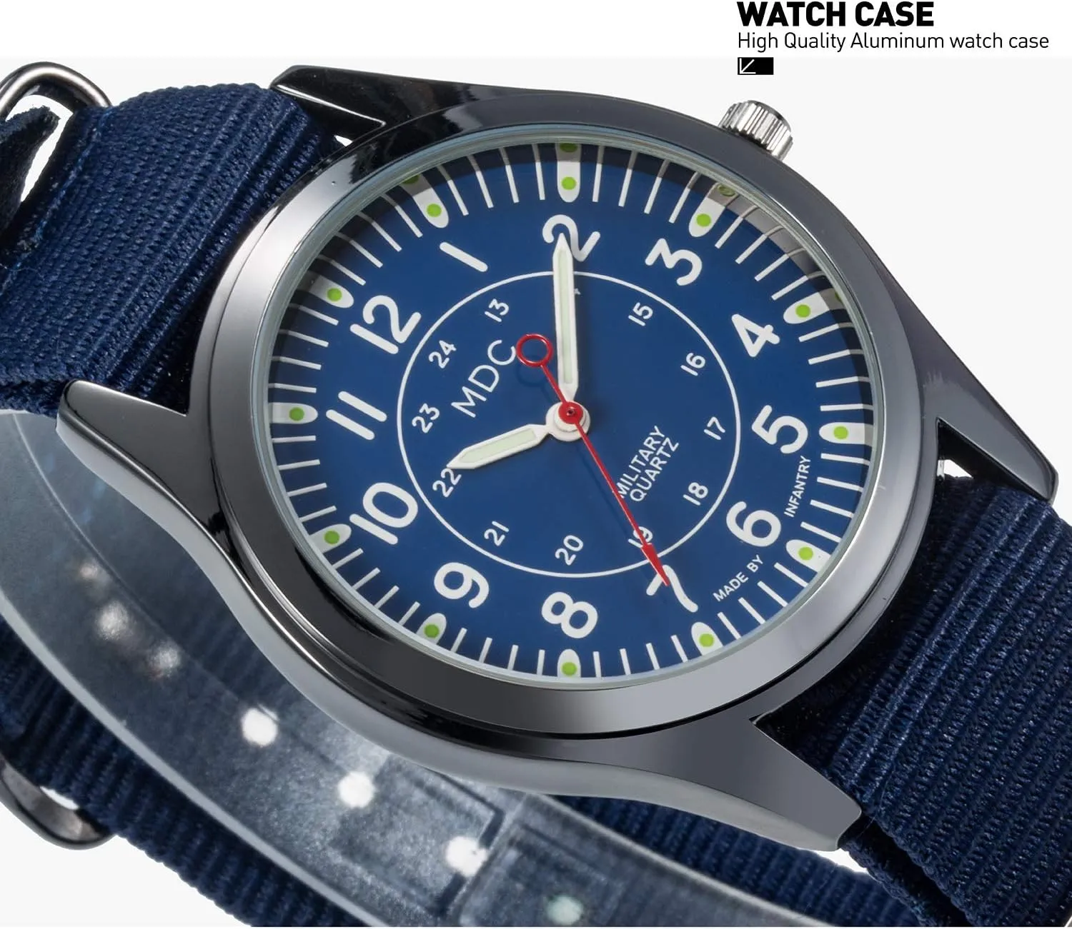 Slip-Thru Nylon Band Infantry MDC Mens Analog Watch, 12/24 Hour Military Wrist snowflake syrup Watches for Men Tactical, Army Field Wristwatch with 