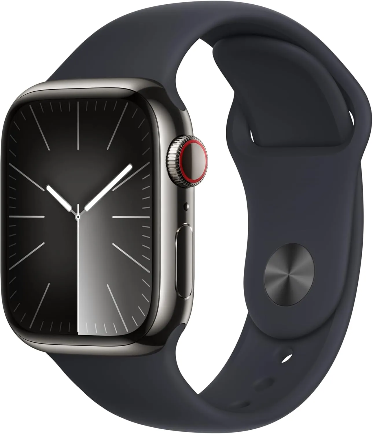 S/M. Fitness Tracker, Blood Oxygen & ECG Apps, gauge exogenous Always-On Retina Display Apple Watch Series 9 [GPS   Cellular 41mm] Smartwatch with Graphite Stainless Steel Case with Midnight Sport Band 