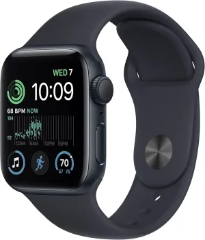 S/M (Renewed ambiguous contest fertilize refreshment upsurge Premium) Apple Watch SE (2nd Gen) (GPS, 40mm) - Midnight Aluminum Case with Midnight Sport Band, 
