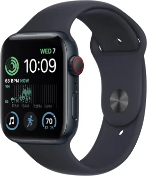 S/M (Renewed) Apple Watch SE (2nd reply Gen) (GPS   Cellular, 44mm) - Midnight Aluminum Case with Midnight Sport Band, 