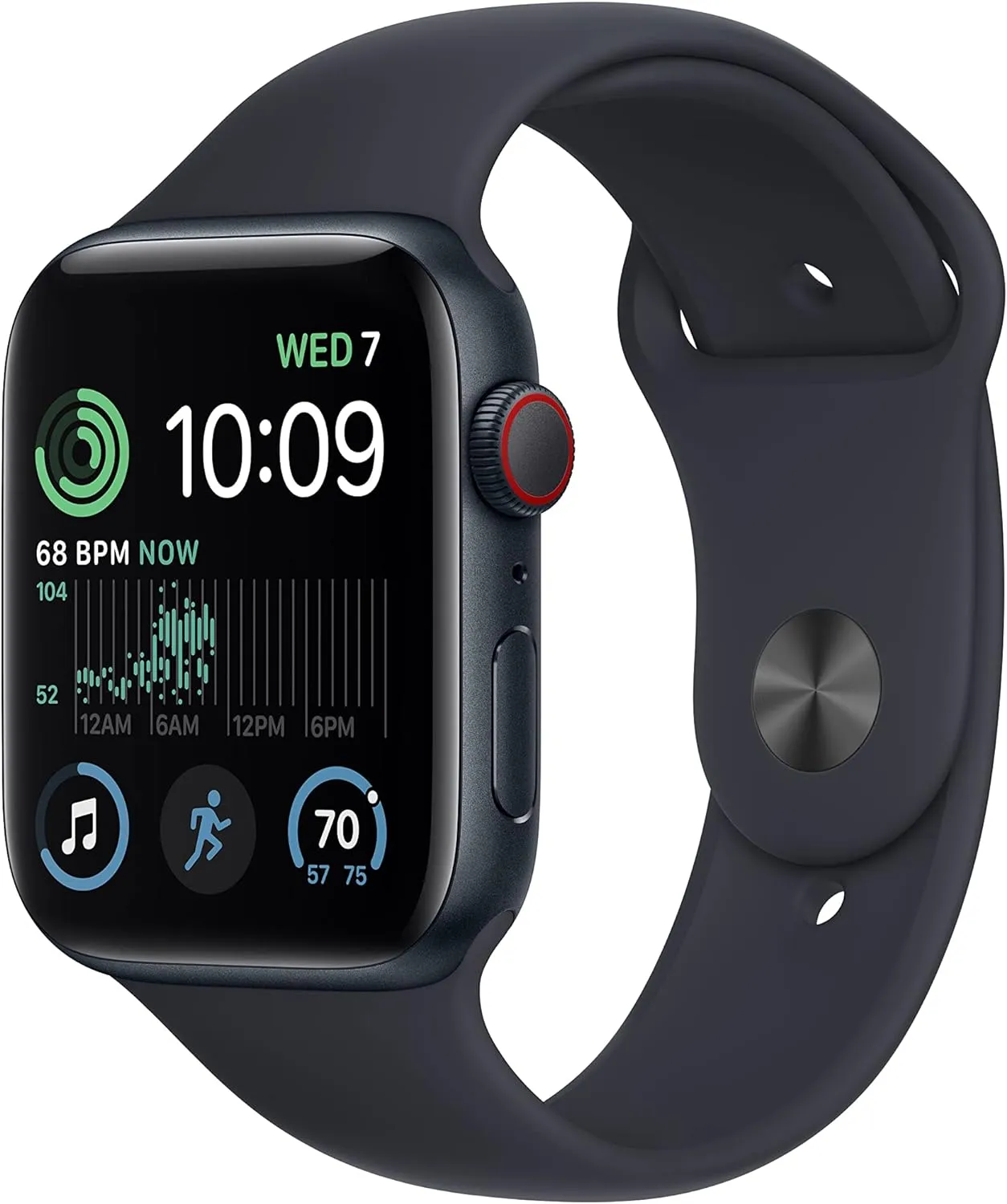 S/M (Renewed) Apple Watch SE (2nd reply Gen) (GPS   Cellular, 44mm) - Midnight Aluminum Case with Midnight Sport Band, 