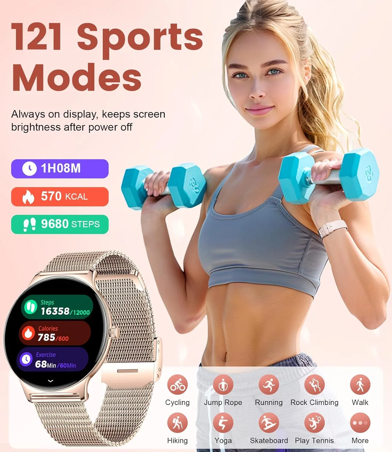 Smart Watch for Women(Dial/Answer Calls), 1.43" AMOLED HD Display, 100  Sports Modes Fitness Tracker Watch, 5ATM Waterproof/IP68/Sleep Smartwatch Womens, iOS Android Smart Watches tutelage for Women LIGE 