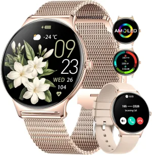 Smart Watch for Women(Dial/Answer Calls), 1.43" AMOLED HD Display, 100  Sports Modes Fitness Tracker Watch, 5ATM Waterproof/IP68/Sleep Smartwatch Womens, iOS Android Smart Watches tutelage for Women LIGE 