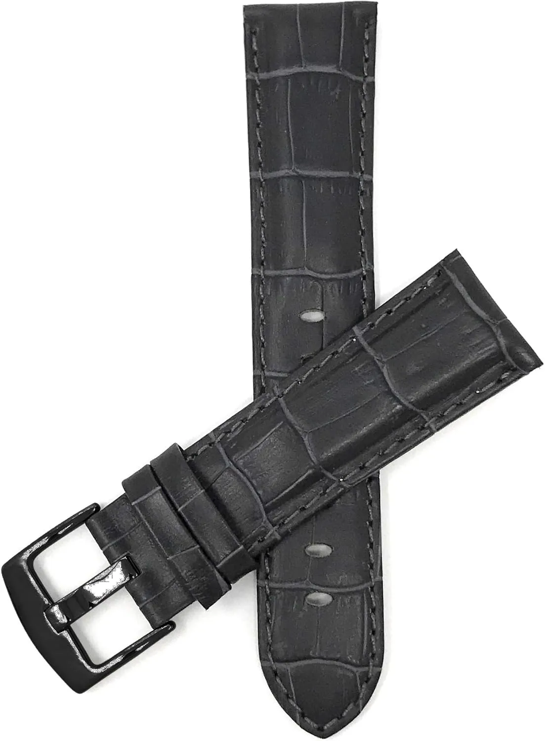 Smart Watch - Grey 20 mm Watch Band - Black Buckle Bandini 20mm Mens Leather Watch Band - Alligator Pattern Leather Watch Strap - Replacement Watch crown setting due meadow discourage suffer Band for Classic and 